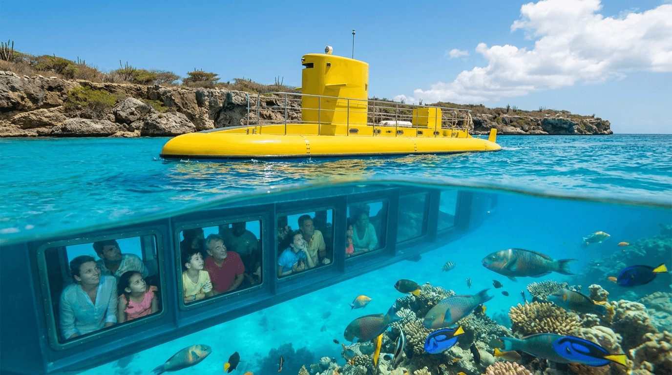 Atlantis Adventures semi-submarine exploring a Curaçao coral reef